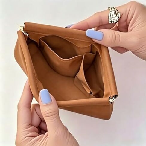 Lavender Makeup Pouch with Pockets for Purse Organization, Soft Leather Small Clasp Cosmetic Bag, Pastel Purple Cloud Coin Purse in Kuwait