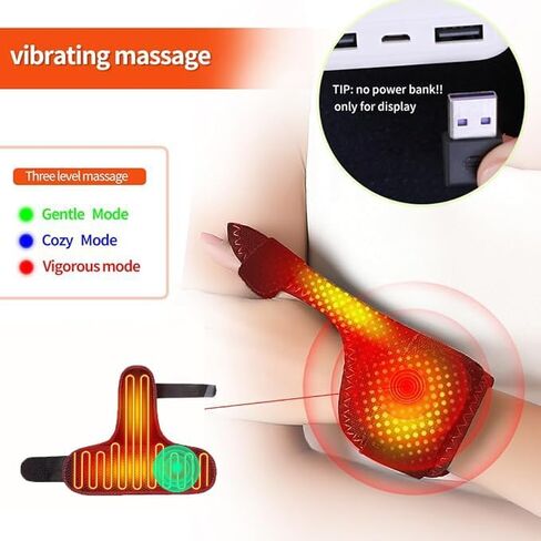 Heated Wrist & Thumb Wrap with Vibration Massage, Portable Heating Pad for Hand Pain, Arthritis & Carpal Tunnel Discomfort, 3 Heating & Massage Modes with Auto Shut Off in Kuwait