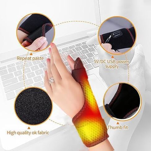 Heated Wrist & Thumb Wrap with Vibration Massage, Portable Heating Pad for Hand Pain, Arthritis & Carpal Tunnel Discomfort, 3 Heating & Massage Modes with Auto Shut Off in Kuwait