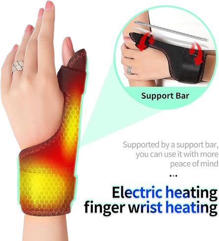 Heated Wrist & Thumb Wrap with Vibration Massage, Portable Heating Pad for Hand Pain, Arthritis & Carpal Tunnel Discomfort, 3 Heating & Massage Modes with Auto Shut Off in Kuwait