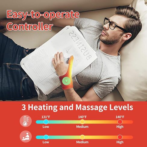 Heated Wrist & Thumb Wrap with Vibration Massage, Portable Heating Pad for Hand Pain, Arthritis & Carpal Tunnel Discomfort, 3 Heating & Massage Modes with Auto Shut Off in Kuwait