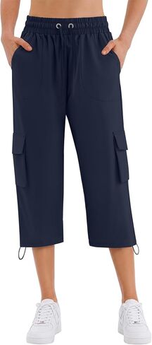 COPYLEAF Cargo Capris for Women with 6 Pockets Lightweight Quick Dry Hiking Pants Outdoor Athletic Cargo Pants in Kuwait