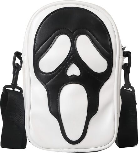 Halloween Skull Face Messenger Bag, Vegan Leather Crossbody Bag, Novelty Ghost Purse Shoulder Bag in Kuwait