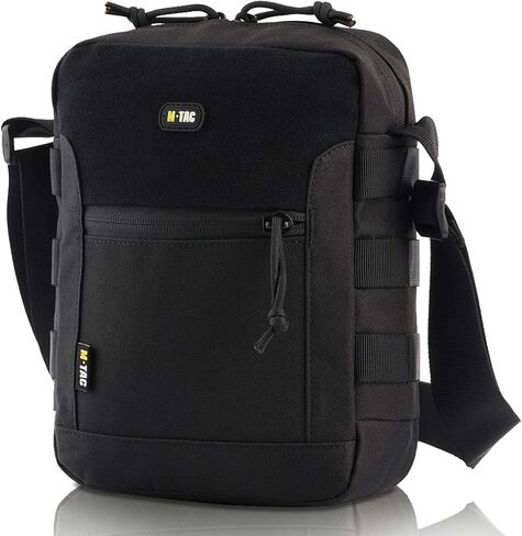 M-Tac Men's Shoulder Sling Bag Canvas Messenger Crossbody Bag for Men and Women Durable Adjustable with Zipper Closure Satellite Tactical Bag Gen.II Black in Kuwait