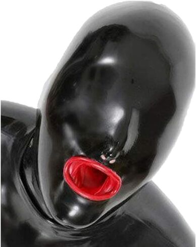 Latex Mask Black Red JJ Set Hood 0.4mm Close Sealed Unseen Breathable Nostrils Head Cover Cosplay ZZ16 in Saudi Arabia