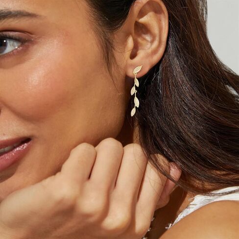 LLWOM 14K Gold/White Gold Plated CZ/Flower/North Star/Leaf Dangle Drop Earrings Studs for Women, Statement Earrings for Wedding Party Prom, Hypoallergenic Jewelry Gift in Saudi Arabia