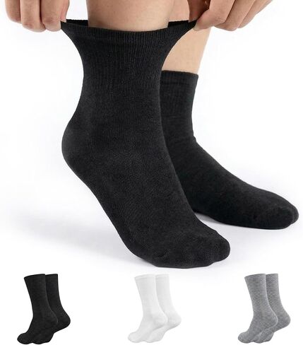 Ankle Diabetic Socks for Women & Men 6 Pairs Wide Non Binding Quarter Edema Neuropathy for Swollen Feet leg Edema Relief Seamless Loose Cushion Breathable Diabetic Socks for Men Medium Black in Saudi Arabia