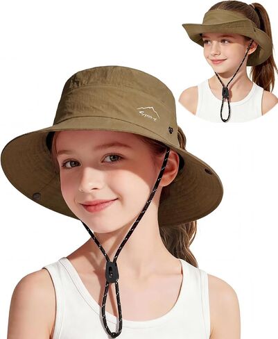 2-in-1 Kids Sun Visor Hat,UPF 50+ Waterproof Adjustable Bucket Hat for Outdoor Beach Hiking Fishing Camping Safari Casual in Kuwait
