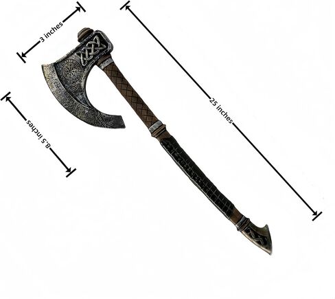 LOOYAR Norse Rune Aegishjalmur & Valknut Foam Axe for Cosplay & Display | Norse Aegishjalmur battle axe PU foam Valknut and rune engravings Lightweight safe construction For LARP, cosplay, Halloween in Kuwait