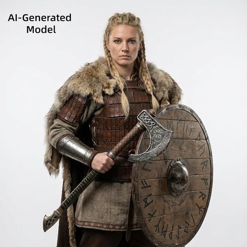 LOOYAR Norse Rune Aegishjalmur & Valknut Foam Axe for Cosplay & Display | Norse Aegishjalmur battle axe PU foam Valknut and rune engravings Lightweight safe construction For LARP, cosplay, Halloween in Kuwait