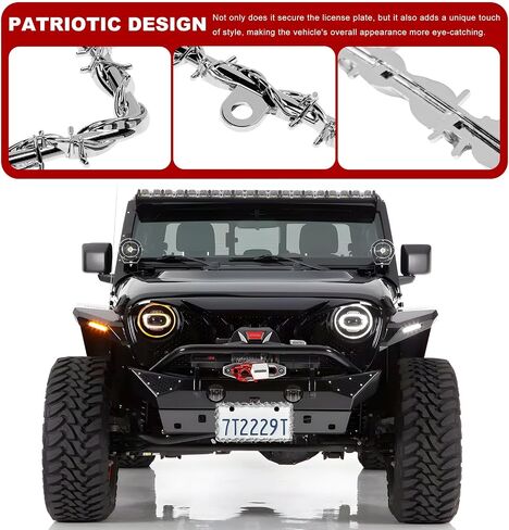 2 PCS Barbed Wire License Plate Frame, Plastic Barbed Auto License Plate Cover with Mounting Kit, Personalize Tag Cover Exterior Decor for Most Vehicles, Car Accessories (Black) in Saudi Arabia