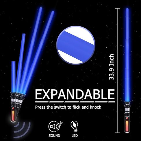 Light Sabers, Light Saber for Kids 3 Packs 3 Colors LED Expandable Dual Light Swords Set with Sound (Motion Sensitive), Gifts for Christmas, Galaxy War Fighters in Saudi Arabia