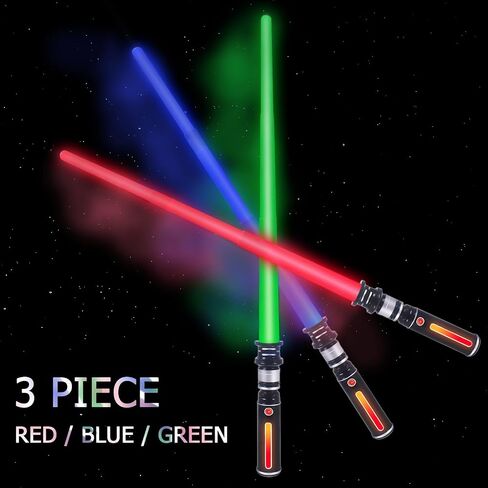 Light Sabers, Light Saber for Kids 3 Packs 3 Colors LED Expandable Dual Light Swords Set with Sound (Motion Sensitive), Gifts for Christmas, Galaxy War Fighters in Saudi Arabia