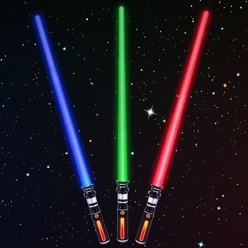 Light Sabers, Light Saber for Kids 3 Packs 3 Colors LED Expandable Dual Light Swords Set with Sound (Motion Sensitive), Gifts for Christmas, Galaxy War Fighters in Saudi Arabia