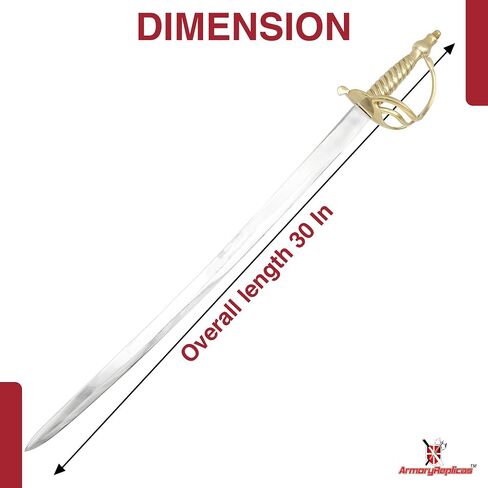 Armory Replicas™ 1776 Battle of Bunker Hill Sword – 36-Inch EN45 Steel Blade with Brass Hilt, Historical Replica in Kuwait