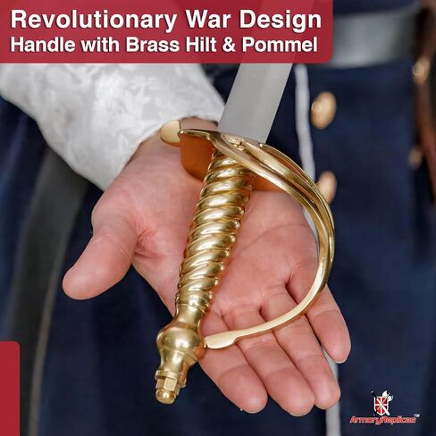 Armory Replicas™ 1776 Battle of Bunker Hill Sword – 36-Inch EN45 Steel Blade with Brass Hilt, Historical Replica in Kuwait