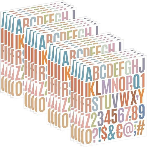 1000 Pcs Letter Stickers, 20 Sheets Alphabet Stickers 2 Inch Large Vinyl Waterproof Self Adhesive Sticker Number Letters for Mailbox Water Bottles Scrapbooking Sign DIY Crafts Decor (Multicolor) in Kuwait