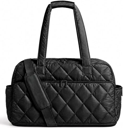 TOPEAST Duffel Bag for Women Travel, Expandable Quilted Weekender Overnight Duffle Bag with Adjustable Strap, Lightweight 33L Personal Item Bag Hospital Bags for Labor and Delivery, Black in Saudi Arabia