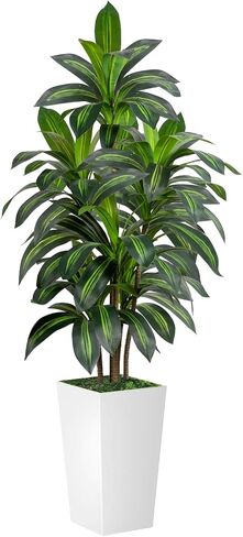 VIVATREES Dracaena Tree 6FT Artificial, 72in Tall Faux Dracaena Tree with 15.7 White Planter, Fake Potted Tree for Indoor & Outdoor Home Office Decor in Saudi Arabia