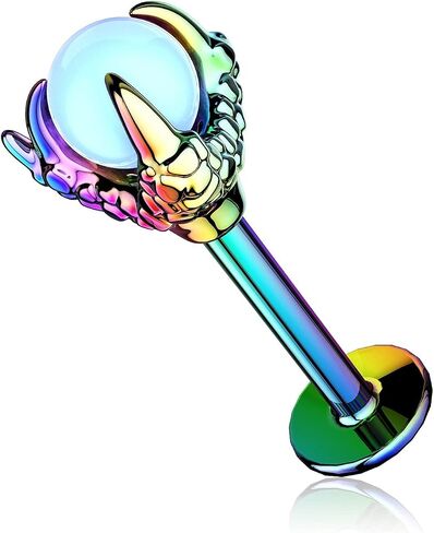 مسمار OUFER 16G Dragon Claw Labret - مجوهرات ثقب الهالوين القوطية 8 مم، حلقة شفة خلفية مسطحة من الفولاذ من الدرجة المزروعة للهيليكس، الزنمة، مونرو، ميدوسا (ألوان متعددة) in Kuwait