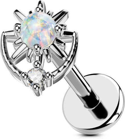 OUFER Body Piercing Star Helix Piercing Jewelry 18G Opal Helix Earrings for Women Titanium Post Tragus Piercing Jewelry Thredless Conch Helix Tragus Stud Flat Back Cartilage Earring for Women in Saudi Arabia
