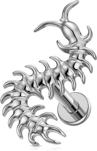 ASTM F136 Titanium Centipede Flat Back Earrings 16G 8mm for Tragus Helix Conch in Saudi Arabia