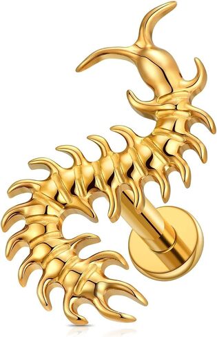 ASTM F136 Titanium Centipede Flat Back Earrings 16G 8mm for Tragus Helix Conch in Saudi Arabia
