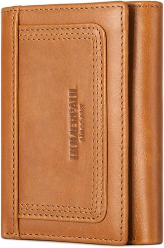 Men's wallet, a genuine leather three-sided folding wallet with RFID protection function in Kuwait
