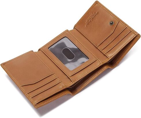 Men's wallet, a genuine leather three-sided folding wallet with RFID protection function in Kuwait