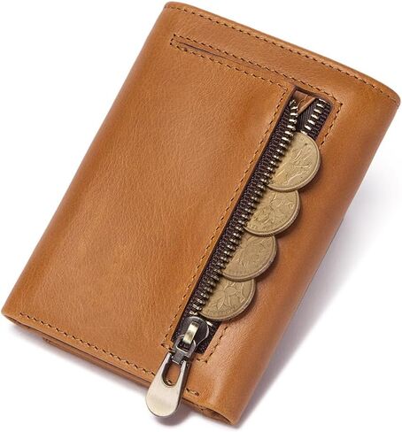 Men's wallet, a genuine leather three-sided folding wallet with RFID protection function in Kuwait