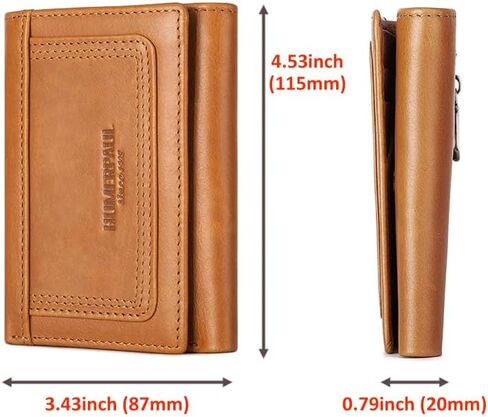 Men's wallet, a genuine leather three-sided folding wallet with RFID protection function in Kuwait