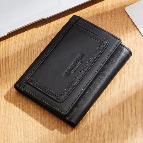 Men's wallet, a genuine leather three-sided folding wallet with RFID protection function in Kuwait
