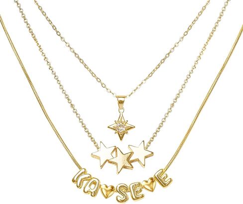 NEOVISTA Layered Necklaces For KATSEYE Merch - 18K Gold-Plated Charms Stackable Gold Necklace for Concert & Everyday Outfit, Adjustable Necklace Jewelry Fan Gift for Women in Saudi Arabia