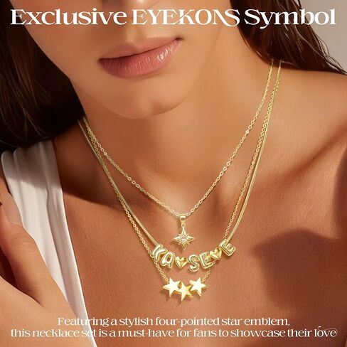 NEOVISTA Layered Necklaces For KATSEYE Merch - 18K Gold-Plated Charms Stackable Gold Necklace for Concert & Everyday Outfit, Adjustable Necklace Jewelry Fan Gift for Women in Saudi Arabia