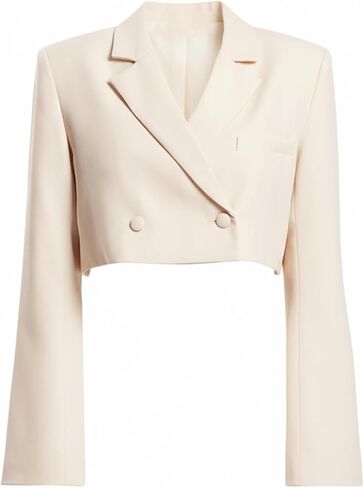Women’s Cropped Blazer Long Sleeve Business Casual Notch Lapel Open Front Short Suit Jacket Office Fashion Jacket in Saudi Arabia