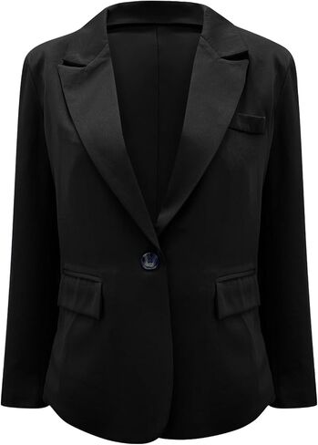 Blazers for Women with Pockets Long Sleeve Office Spring Jackets Single Button Blazer Dressy Business Casual Work Suit Coats in Kuwait