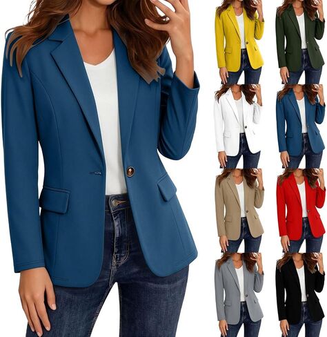Blazers for Women Lightweight Relaxed Fit Suit Jacket Business Casual Long Sleeve Lapel Open Front Office Work Blazer in Kuwait