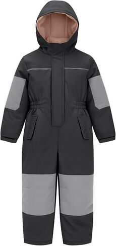 Unisex Kids Snow Suit Girls Boys Hooded Waterproof Insulated One Piece Ski Suit Warm Windproof Winter Outdoor Overalls in Kuwait