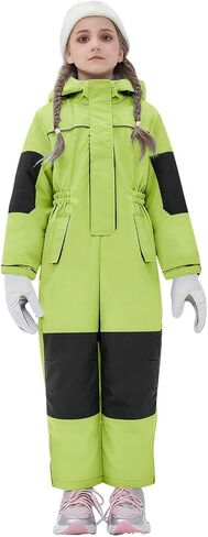 Unisex Kids Snow Suit Girls Boys Hooded Waterproof Insulated One Piece Ski Suit Warm Windproof Winter Outdoor Overalls in Kuwait
