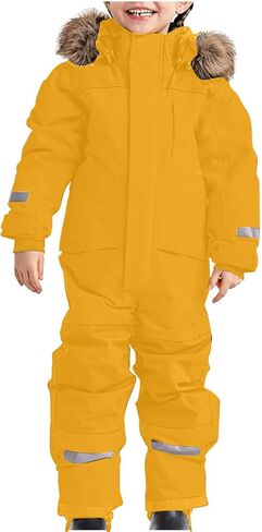 Unisex Kids Snow Suit Girls Boys Hooded Waterproof Insulated One Piece Ski Suit Warm Windproof Winter Outdoor Overalls in Kuwait