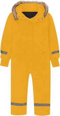 Unisex Kids Snow Suit Girls Boys Hooded Waterproof Insulated One Piece Ski Suit Warm Windproof Winter Outdoor Overalls in Kuwait