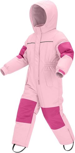Unisex Kids Snow Suit Girls Boys Hooded Waterproof Insulated One Piece Ski Suit Warm Windproof Winter Outdoor Overalls in Kuwait