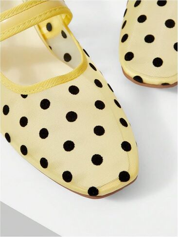 MakeMeChic Women's Polka Dots Mesh Ballet Flats Closed Toe Dressy Elegant Flat Shoes in Kuwait