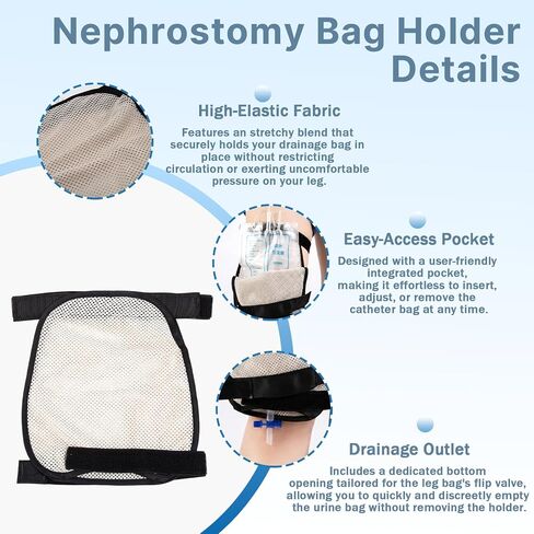 Catheter Leg Bag Holder,Mesh Catheter Bag Holder | Breathable and Discreet Catheter Supplies for Catheter Bag Stay in Place in Kuwait