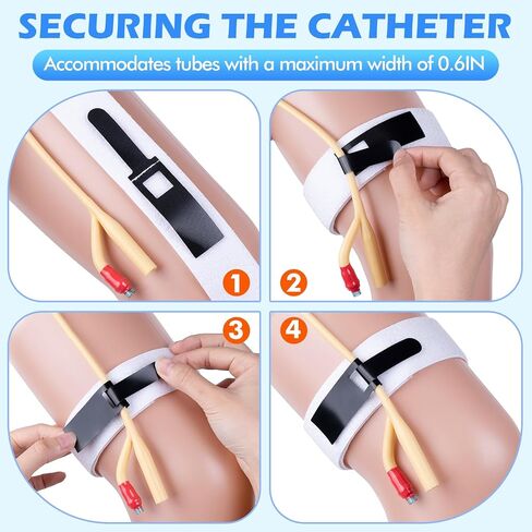 3-Pack Catheter Leg Strap, Anti-Slip Foley Catheter Stabilization Device with Silicone Grip, Reusable Tube Holder for Active Daily Care & Sleep, Hook and Loop Closure, 60cm/23.6IN in Saudi Arabia