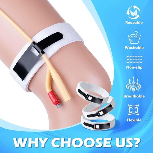 3-Pack Catheter Leg Strap, Anti-Slip Foley Catheter Stabilization Device with Silicone Grip, Reusable Tube Holder for Active Daily Care & Sleep, Hook and Loop Closure, 60cm/23.6IN in Saudi Arabia