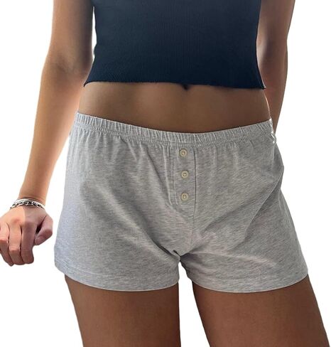 سراويل NUFIWI النسائية Y2k منخفضة الخصر برسومات مطبوعة وأزرار أمامية للاستراحة، سراويل قصيرة للنوم في صالة Pj in Kuwait