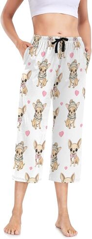 Didi & Hosa Women's cropped pajama pants Wide Leg Drawstring sleep Lounge Pants with Pockets,Small in Saudi Arabia