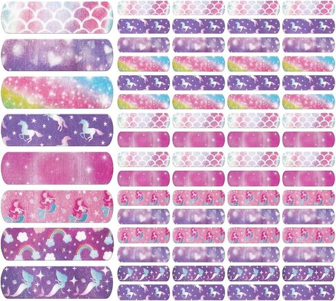 Funtery 8 Styles Kids Fabric Bandages Flexible Self Adhesive Bandage Wrap for Cuts Scrapes Wounds Burns Baby Child Toddlers, Assorted Patterns in Kuwait