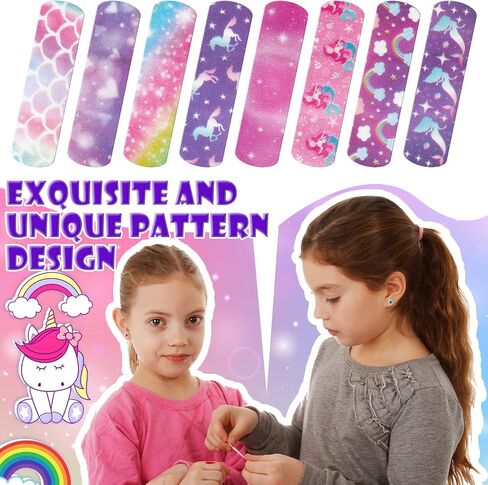 Funtery 8 Styles Kids Fabric Bandages Flexible Self Adhesive Bandage Wrap for Cuts Scrapes Wounds Burns Baby Child Toddlers, Assorted Patterns in Kuwait